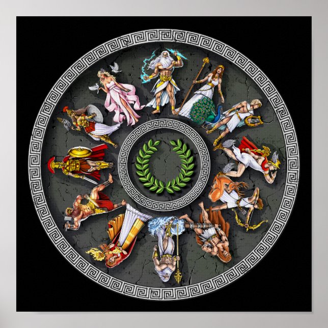 Poster Deuses da mitologia grega antiga (Frente)