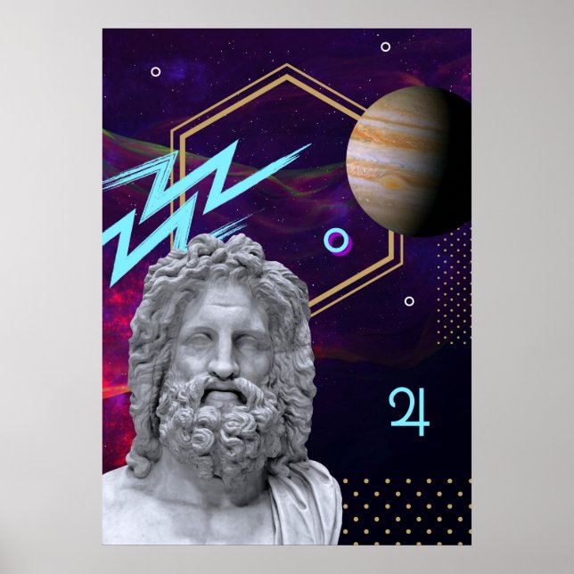Poster Deuses e Planetas Antigos: Júpiter (gr. Zeus) (Frente)