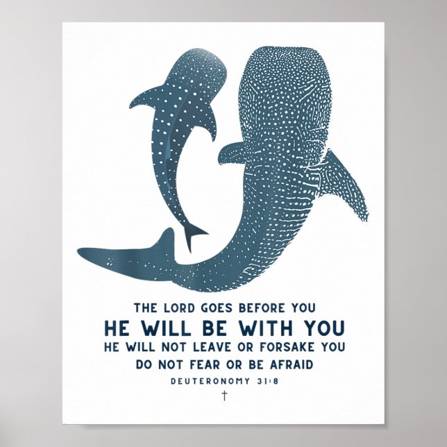 Poster Deuteronomy 31_8 Whale Shark Christian Faith Pun O (Frente)