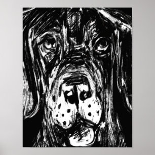Póster Deutsche Dogge Kohlezeichnung
