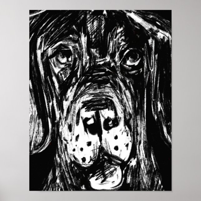 Póster Deutsche Dogge Kohlezeichnung (Frente)