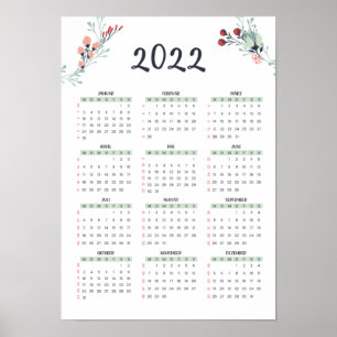 Poster Deutscher Jahreskalender mit KW 2022 A3 Grösse