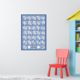 Poster Deutsches Fingeralphabet 4 - blau /