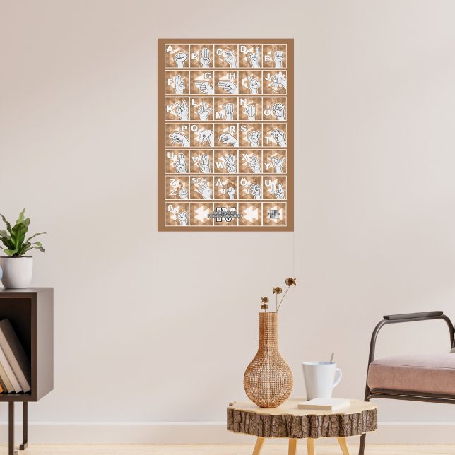 Poster Deutsches Fingeralphabet 4 - braun / (Sala de Estar 3)