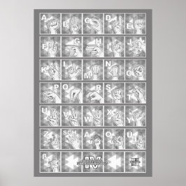 Poster Deutsches Fingeralphabet 4 - grau /