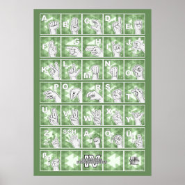 Poster Deutsches Fingeralphabet 4 - grün /