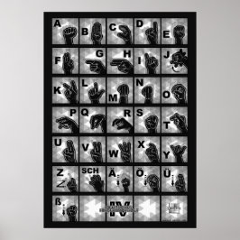Poster Deutsches Fingeralphabet 4 - schwarz /