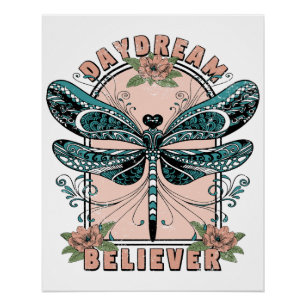 Póster Devaneio - Libélula Fofa - Floral Bonito