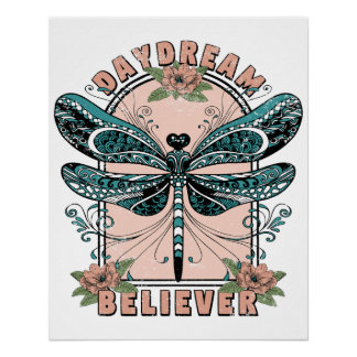 Póster Devaneio - Libélula Fofa - Floral Bonito