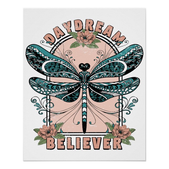 Póster Devaneio - Libélula Fofa - Floral Bonito (Frente)