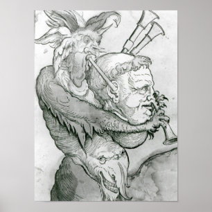 Póster Devil Playing Man's Head como um saxofone, 1144