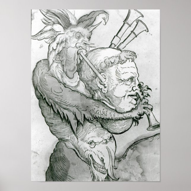 Póster Devil Playing Man's Head como um saxofone, 1144 (Frente)