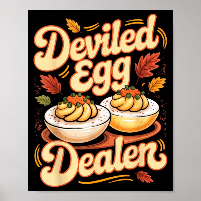 Poster Deviled Egg Er Funny Retro Thanksgiving Food Quote (Frente)