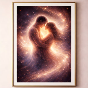 Poster Devoção Celestial – Arte Abstrata de Casal Cósmico