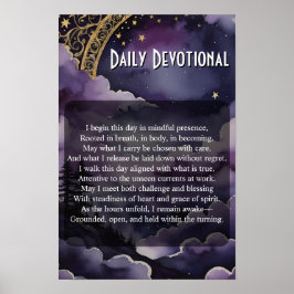 Poster Devoção Diária Céu Noturno Roxo Oração Pagan