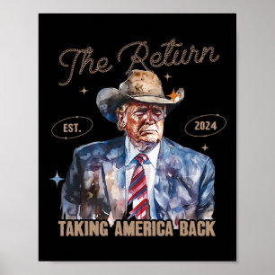 Poster Devolva o Western Cowboy Trump 2024 tomando a Amér