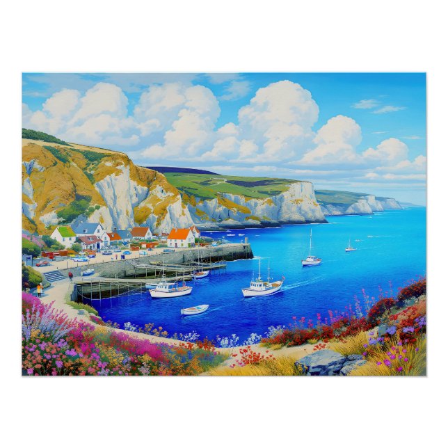 Póster "Devon Harbor Dreamscape" - Uma paisagem marinha i (Frente)
