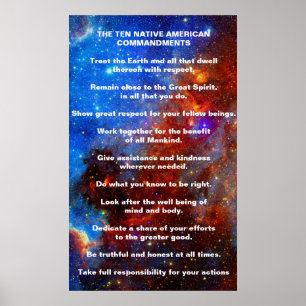 Poster Dez Mandamentos Indianos Nativos Americanos