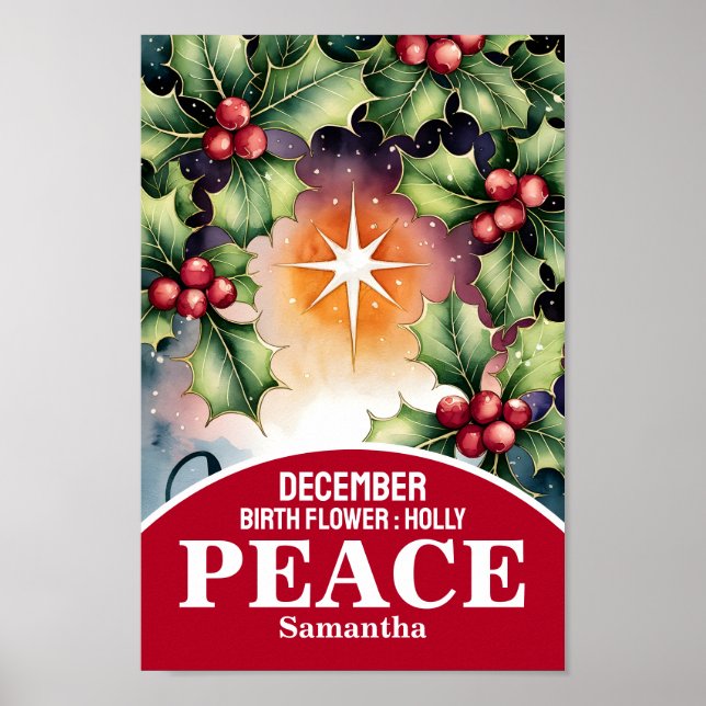 Poster Dezembro Nascimento Mês Flor Arte Cristã (Frente)
