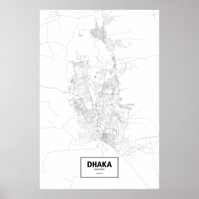 Póster Dhaka, Bangladesh (preto no branco) (Frente)