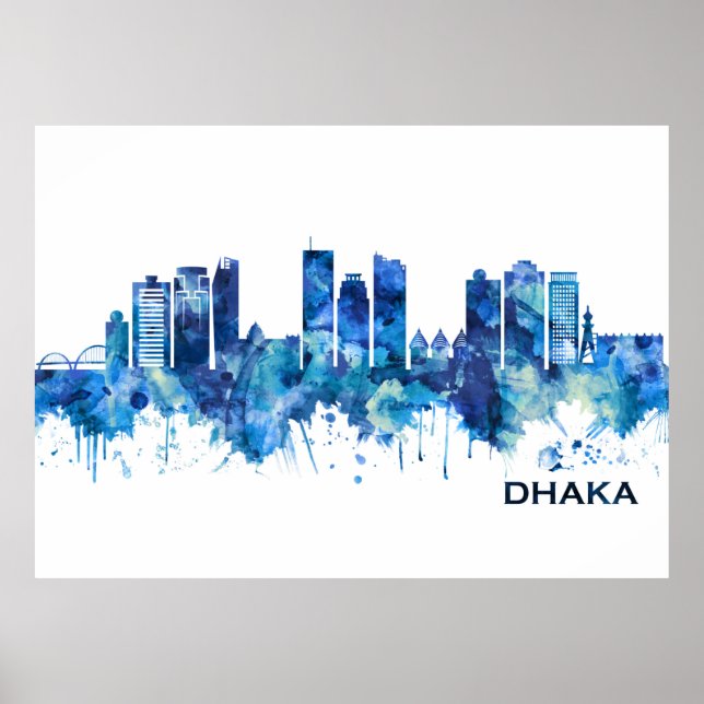 Poster Dhaka Bangladesh Skyline Blue (Frente)