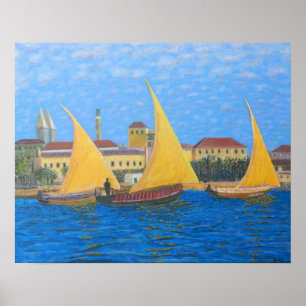 Poster Dhow africano em Zanzibar