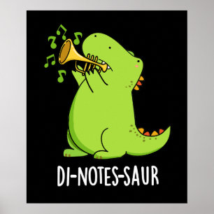 Poster Di-notes-saur Piada de Dinossauro Engraçado Fundo 