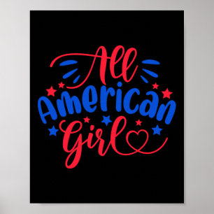 Poster Dia 4 de julho Dia da Independência de Meninas Ame