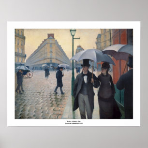 Póster Dia chuvoso da rua de Paris por Gustave