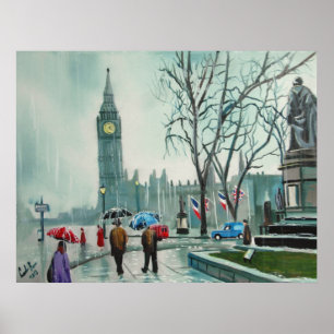 Poster Dia chuvoso em pessoas de Londres com