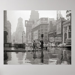 Póster Dia Chuvoso na Times Square, 1943. Foto Antiga
