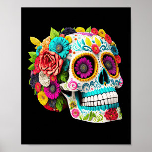 Poster Dia Colorido do Crânio do Açúcar dos Mortos Calave