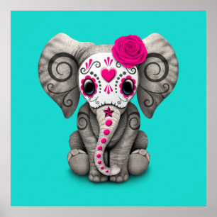 Poster Dia cor-de-rosa do elefante inoperante