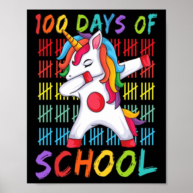 Poster Dia Da Escola Dabbing Unicorn 100 Dias Mágicos Cri (Frente)