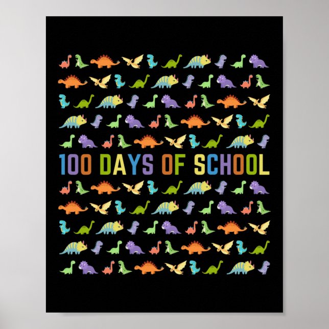 Poster Dia Da Escola - Dinossauros - 100 Dias Fáceis Da E (Frente)
