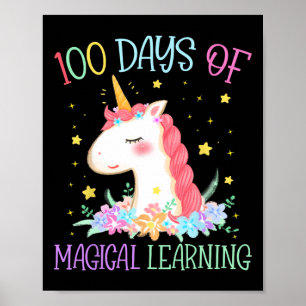 Poster Dia Da Escola Unicórnio 100 Dias Gi De Aprendizado