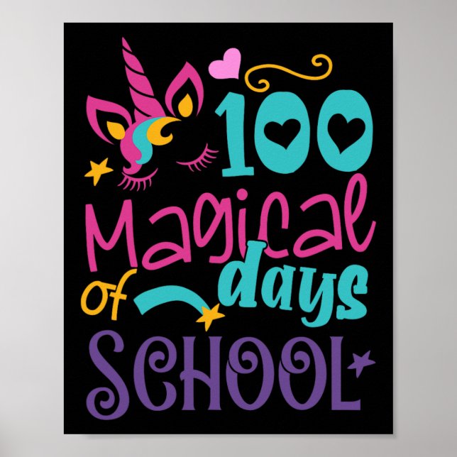 Poster Dia Da Escola Unicórnio 100 Dias Mágicos Professor (Frente)