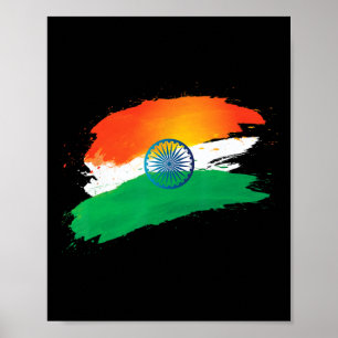 Poster Dia da Independência 15 de agosto Bandeira Indiana