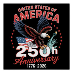 Póster Dia da Independência 250º Aniversário EUA Patrióti