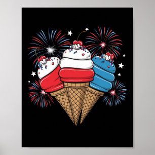 Poster Dia da Independência 4 De Julho Sorvete Mulheres H