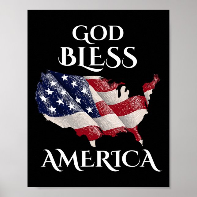 Poster Dia da Independência Americana do deus abençoe Dia (Frente)