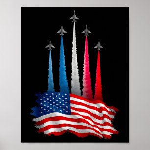Poster Dia da Independência Bandeira Americana Aviões Ver
