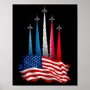 Poster Dia da Independência Bandeira Americana Aviões Ver