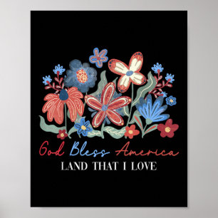 Poster Dia da Independência da América deus abençoe Flor 