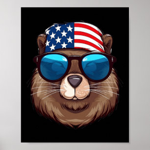Poster Dia da Independência do Beaver Americano com Bande