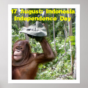 Póster Dia da Independência Indonésia o 17 de agosto