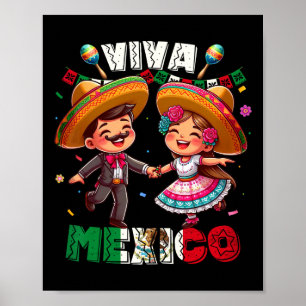 Poster Dia Da Independência Mexicana Viva Meninas Do Méxi