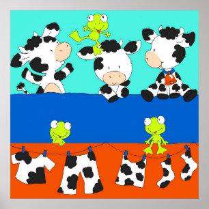 Poster Dia da lavanderia da vaca e do sapo