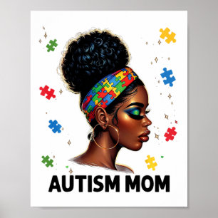 Poster Dia da Mãe Africano Autismo Negro Mãe Afro Autismo
