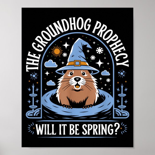 Poster Dia da Marmota Pun Meteorologia Sarcasmo Engraçado (Frente)